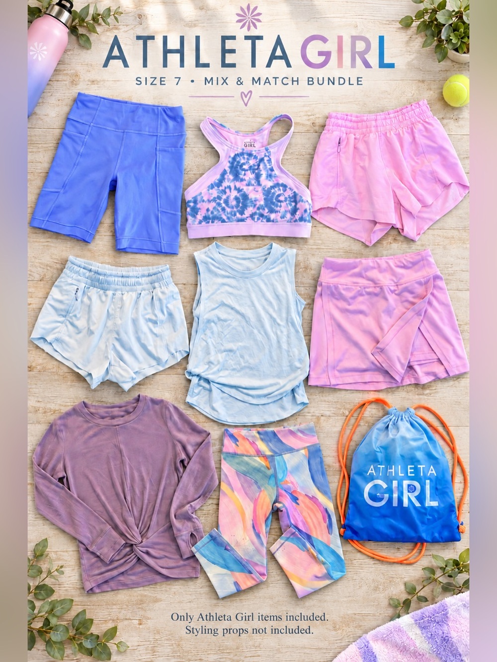 Athleta Girl 9-Piece Bundle Size 7 Shorts Tank Skort Capris Top & Bag